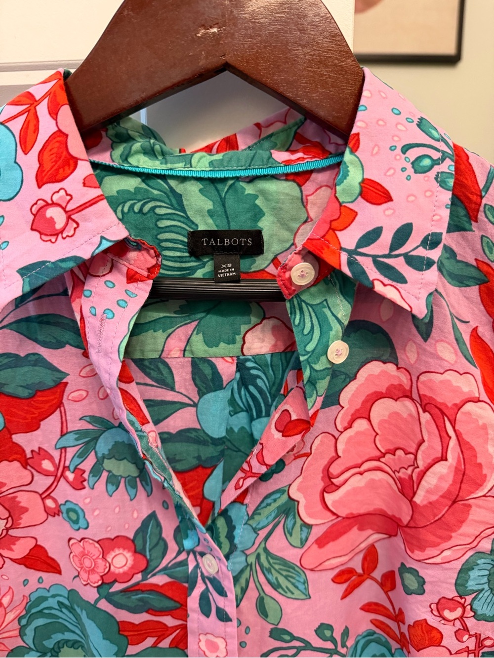 Talbots Pink Floral Button-Up Shirt - Picture 2 of 6